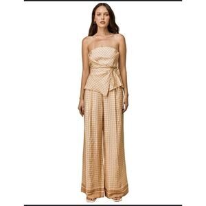 NWT Anthropologie Mon Renn Monikh Pant Boho Resort Satin Wide Leg High Waisted